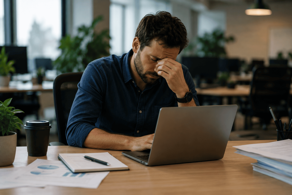 Employee working while sick due to workload pressure and workplace culture